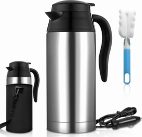 Car Electric Heating Cup 750ml Portable Stainless Steel Travel Mug, Insulated Water Cup, High Efficiency, Double Wall Vacuum Cup Body, High Grade Silicone Sealing Gasket (24V)