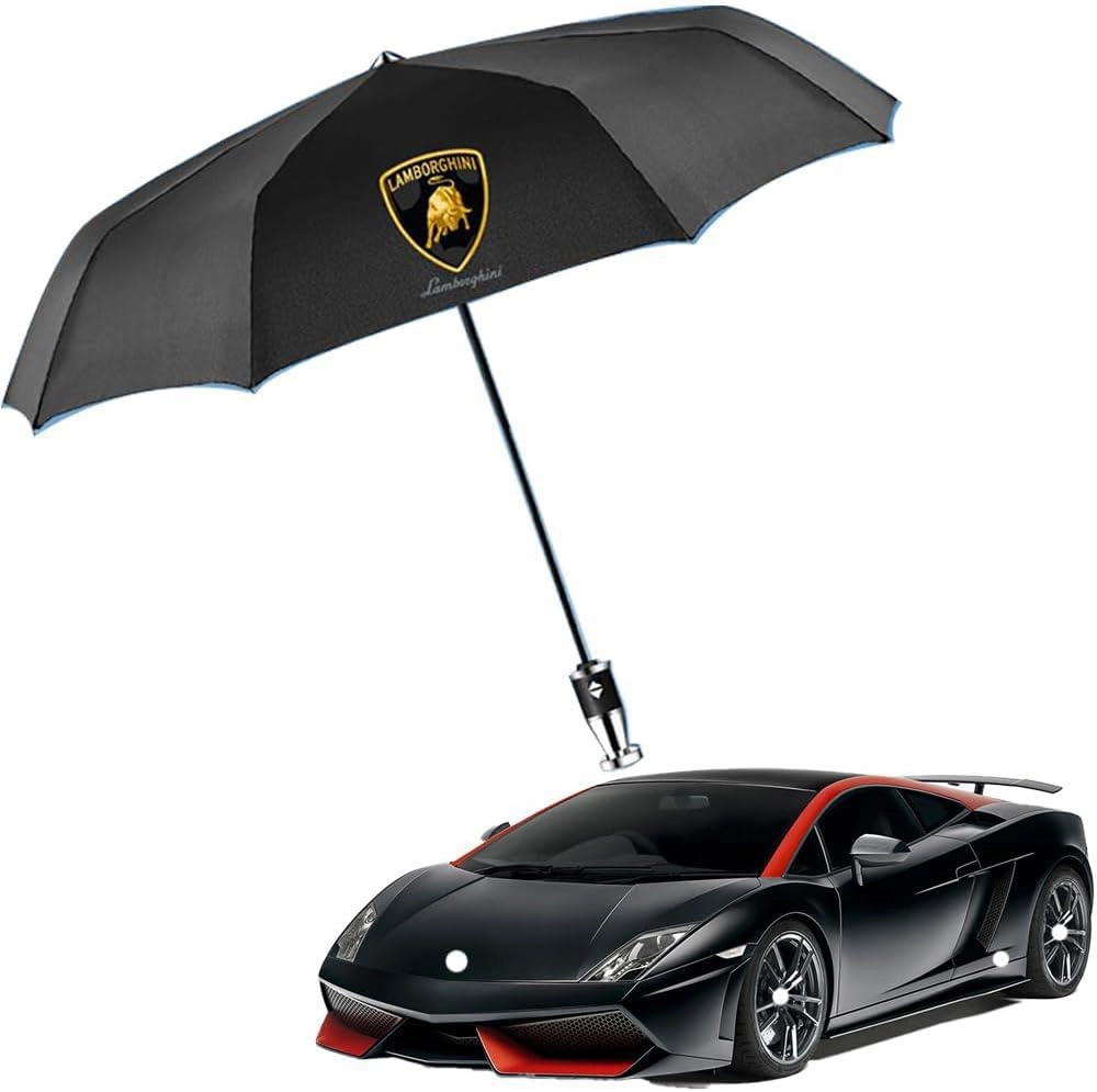 Car Folding Umbrella with for Lambo-rghini Marzal Miura Murcielago Logo,Automatic Open/Close Lightweight Portable Parasol Outdoor Travel Umbrella Folding Travel Umbrella