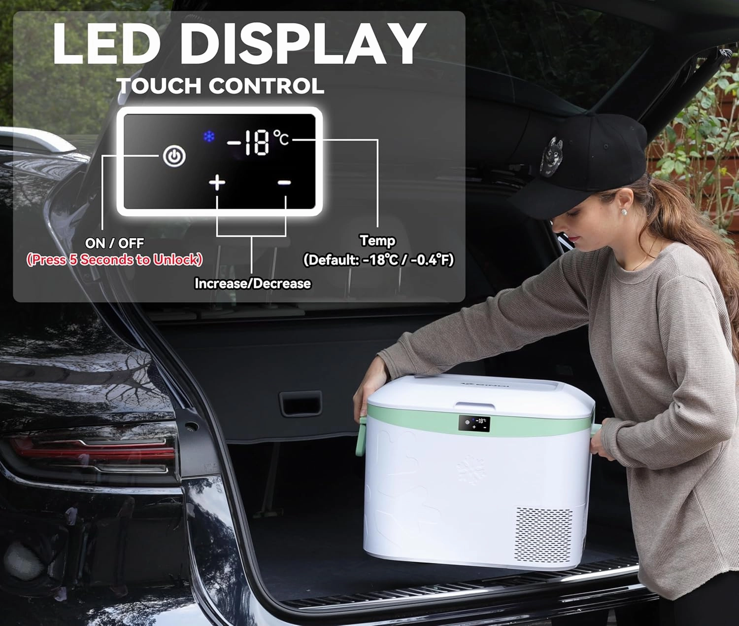 Car Fridge Portable 12V Refrigerator 19 Quart (18 Liter) 12 Volt Freezer Compressor Cooler 12V/24V DC 110～240 V AC for Truck Van RV Camper SUV and Home Use -18℃~ 15℃