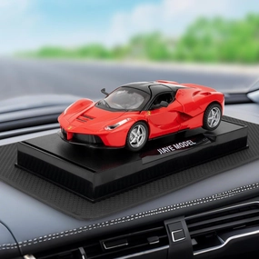 Car Interior Ornaments with Non-Slip Fixed Pads, 1/32 Scale Die-Cast Alloy Car Dashboard Decoration with Sound and Light Function for Men and Women Red