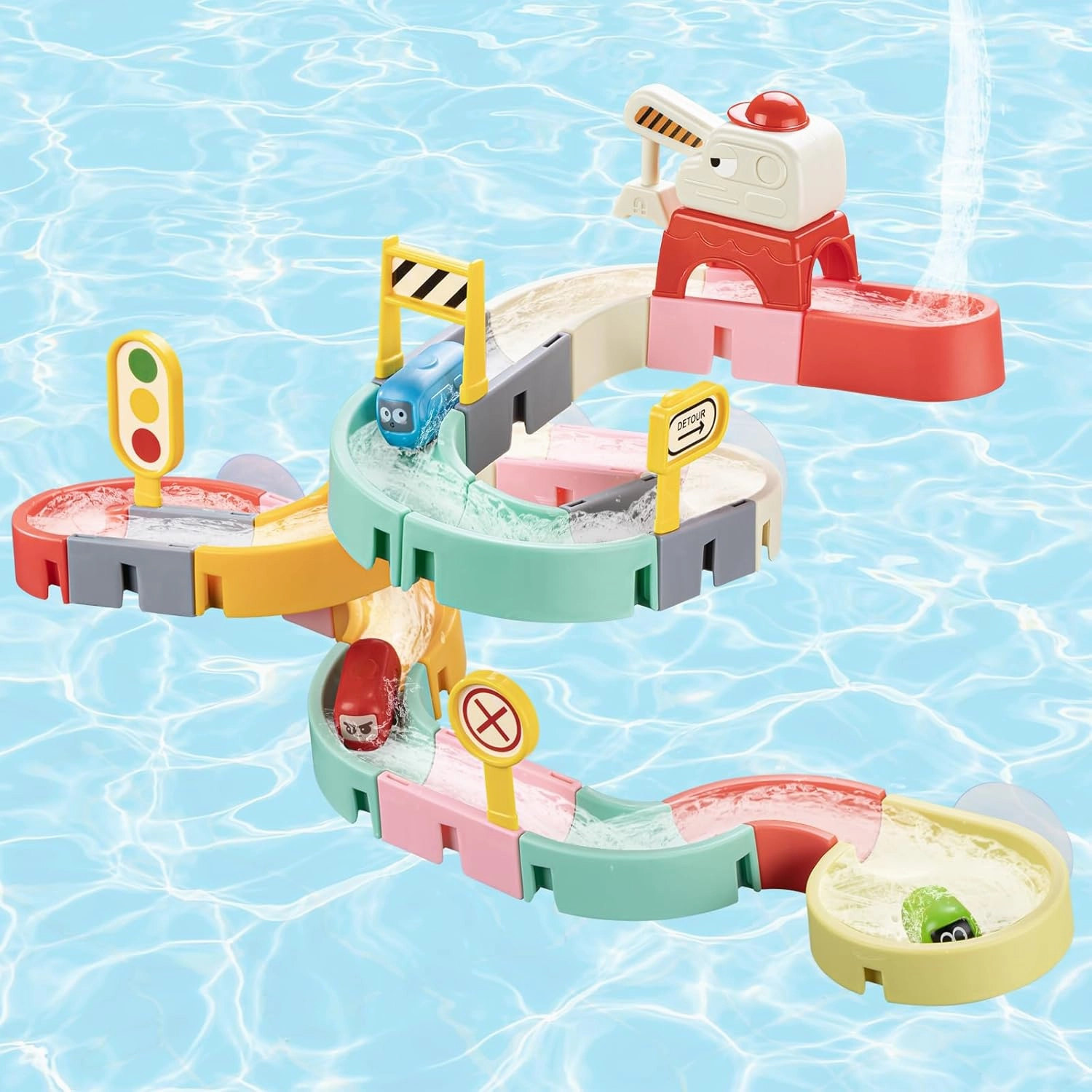 Car Slide Bath Toys for Kids Ages 4-8, Wall Track Building Set 3  Year Old, Fun DIY Kit Bathtub Time Birthday Gift for Toddler Boys & Girls (37 PCS)