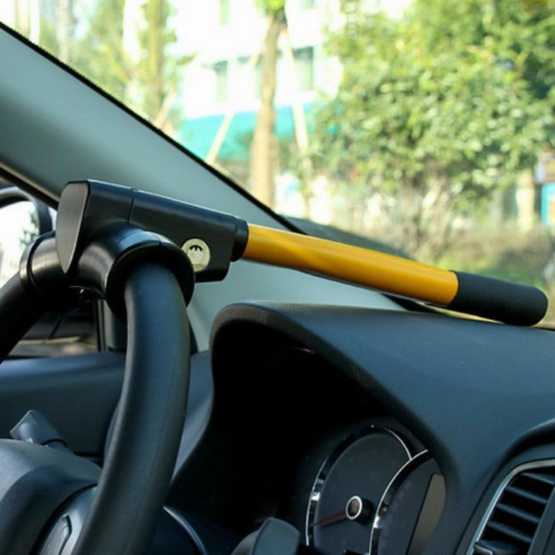 Car Steering Wheel Lock – Heavy-Duty Anti-Theft Device, T-Bar Immobilizer for Vehicle Security High-Visibility Universal Fit for Mazda Biante 2008-2018,Brown
