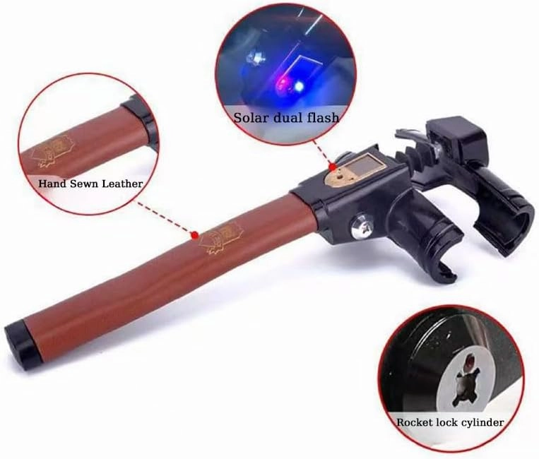 Car Steering Wheel Lock – Heavy-Duty Anti-Theft Device, T-Bar Immobilizer for Vehicle Security High-Visibility Universal Fit for Mazda Biante 2008-2018,Brown