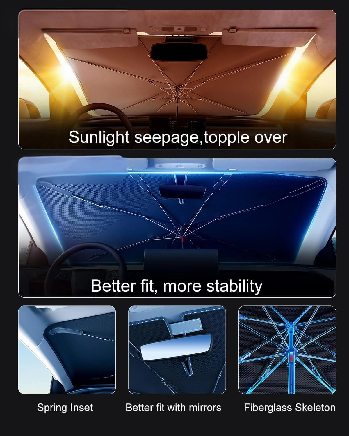 Car Windshield Sun Shade for Mazda Biante 2008-2018, Portable Foldable Front Window Sunshade Front Screen Sunshade Car Accessories,Medium(57" L x 32" W)