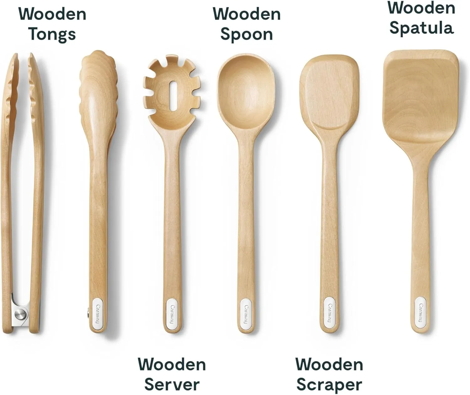Caraway 14-Piece Kitchen Prep Set - Kitchen Knife Set & Wooden Utensil Set - Made With Premium German Steel Blades & FSC-Certified Birch Wood - Non-Toxic Materials - Includes Organizer - Mist