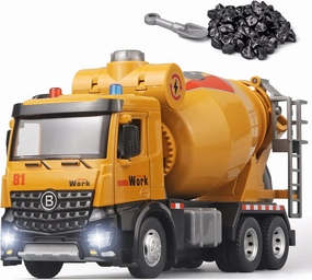 Cement Mixer Construction Toys Metal DieCast Cement Mixer Truck Model，Construction Truck Toys with Simulated Sounds and Lights，Suitable for Ages 3 and Up Cement Truck Toys for Boys