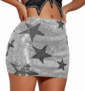 Century Star Sequin Mini Sparkly Glitter Low Rise Sparkle Shiny Metallic Rave Skirt