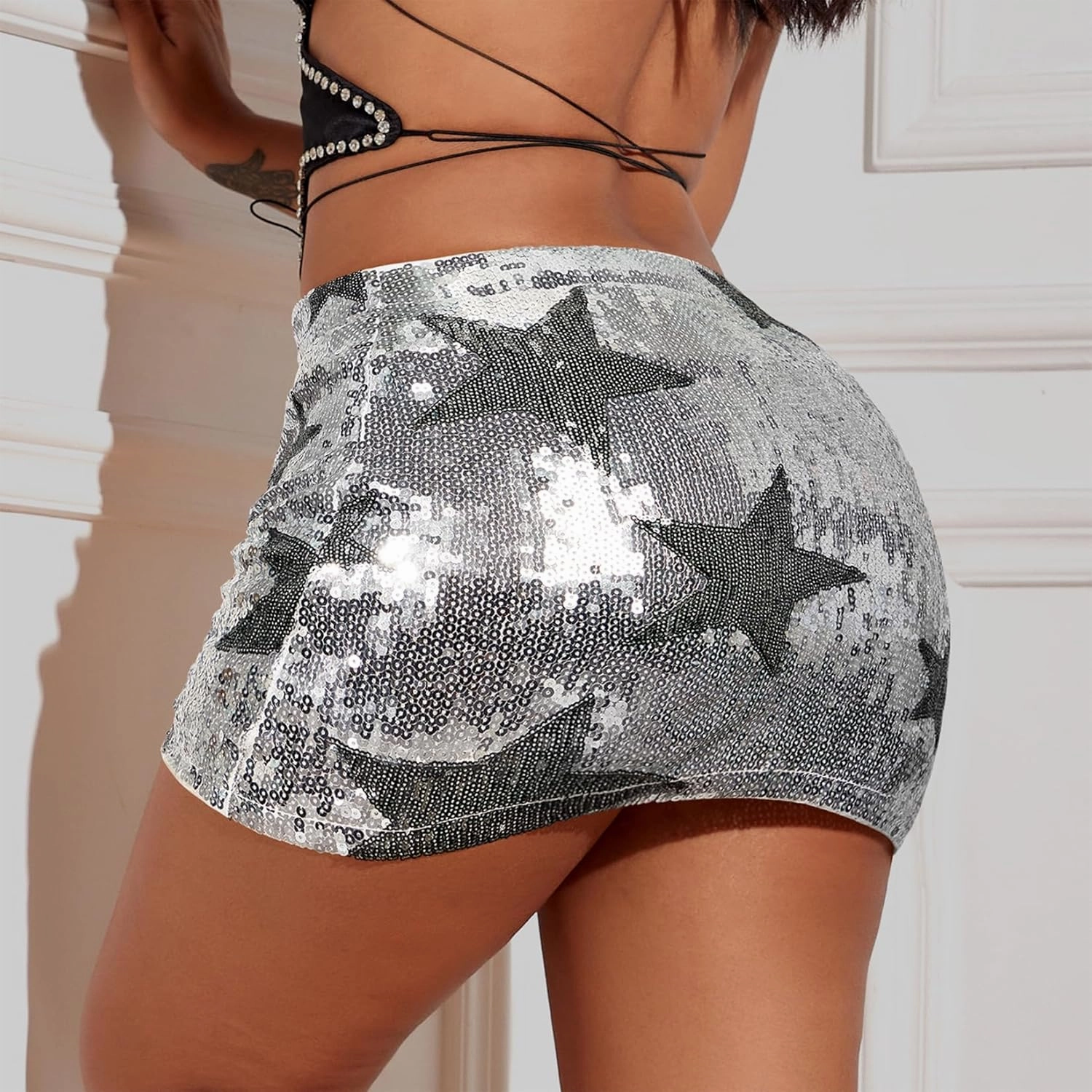 Century Star Sequin Mini Sparkly Glitter Low Rise Sparkle Shiny Metallic Rave Skirt