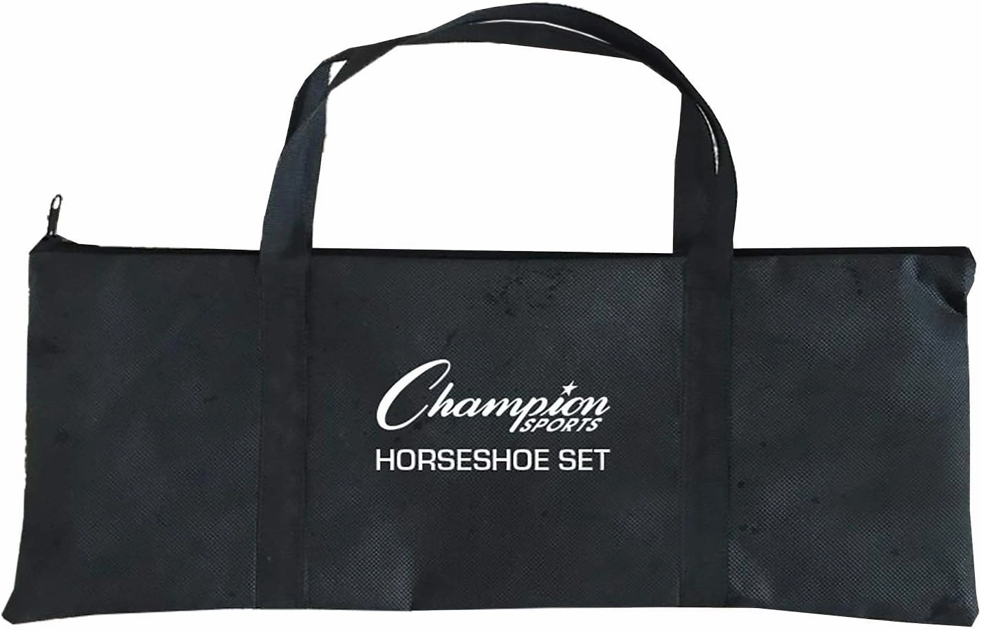 Champion Sports Horseshoe Set: Traditional Outdoor Lawn Game includes Four Professional Solid Steel Horseshoes with Solid Steel Stakes & Carrying Storage Case