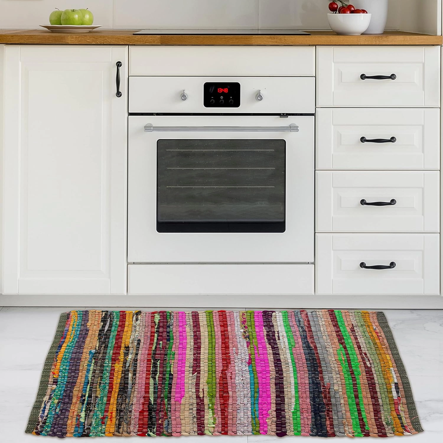 Chardin home - Eco Friendly 100% Recycled Cotton Colorful Chindi Area Rug, Multi (24x36 Inch.)