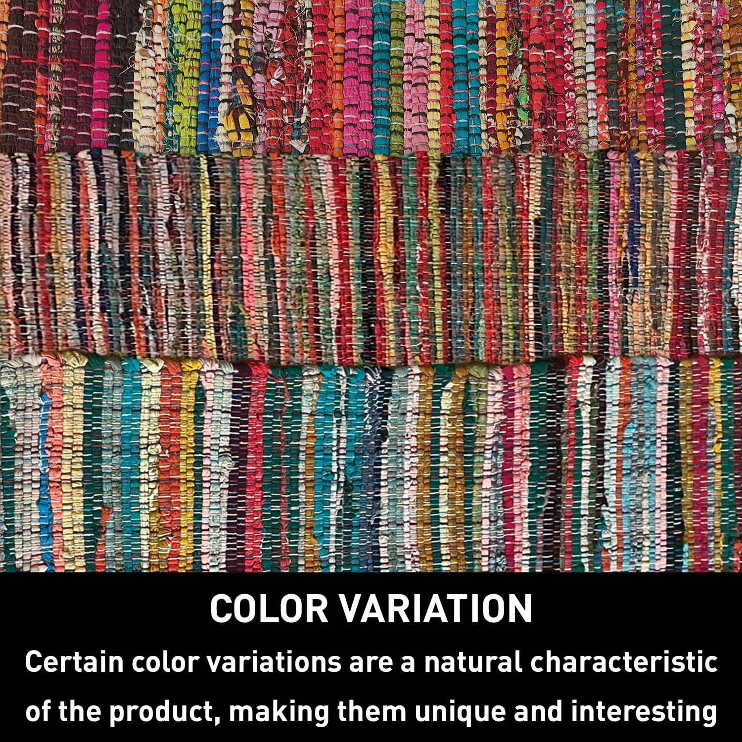 Chardin home - Eco Friendly 100% Recycled Cotton Colorful Chindi Area Rug, Multi (24x36 Inch.)