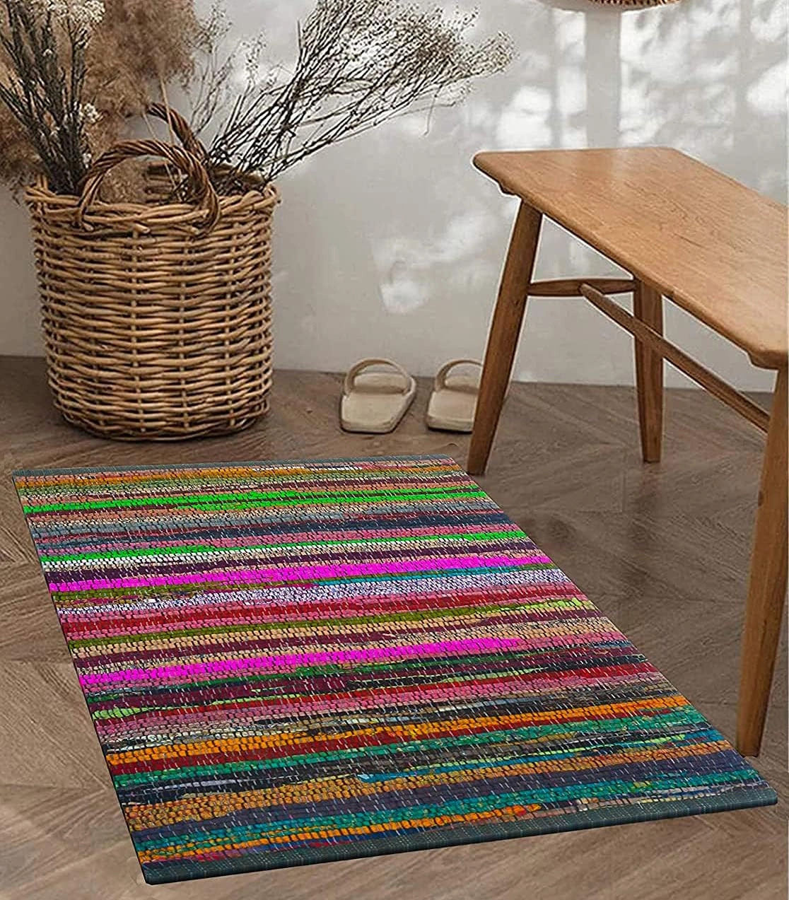 Chardin home - Eco Friendly 100% Recycled Cotton Colorful Chindi Area Rug, Multi (24x36 Inch.)