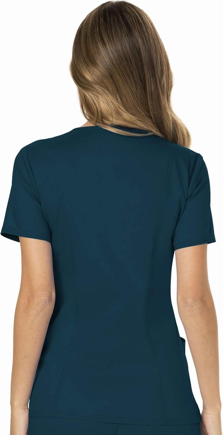 Cherokee Scrub Set For Women, Modern Classic Fit Mock Wrap Top WW610 With Mid Rise, Straight Leg Pant WW110