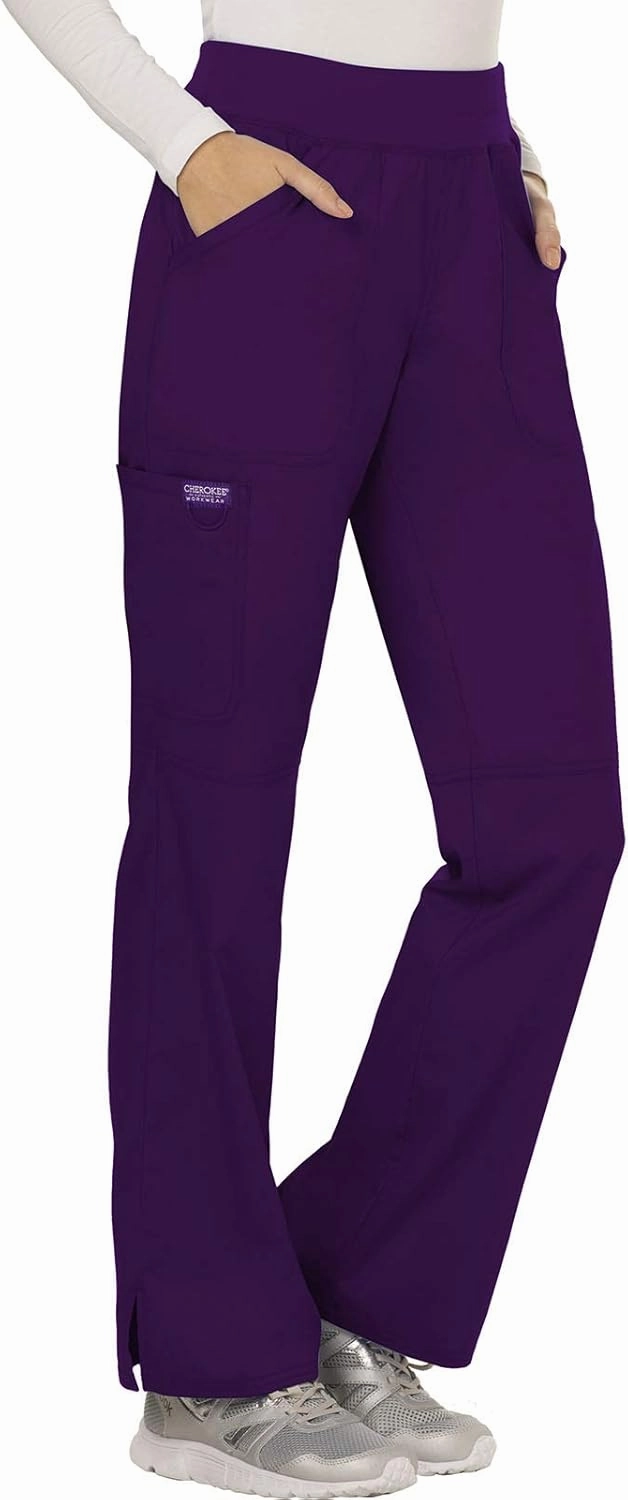 Cherokee Scrub Set For Women, Modern Classic Fit Mock Wrap Top WW610 With Mid Rise, Straight Leg Pant WW110