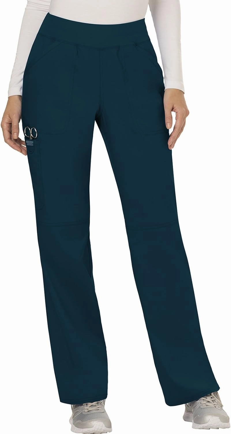 Cherokee Scrub Set For Women, Modern Classic Fit Mock Wrap Top WW610 With Mid Rise, Straight Leg Pant WW110