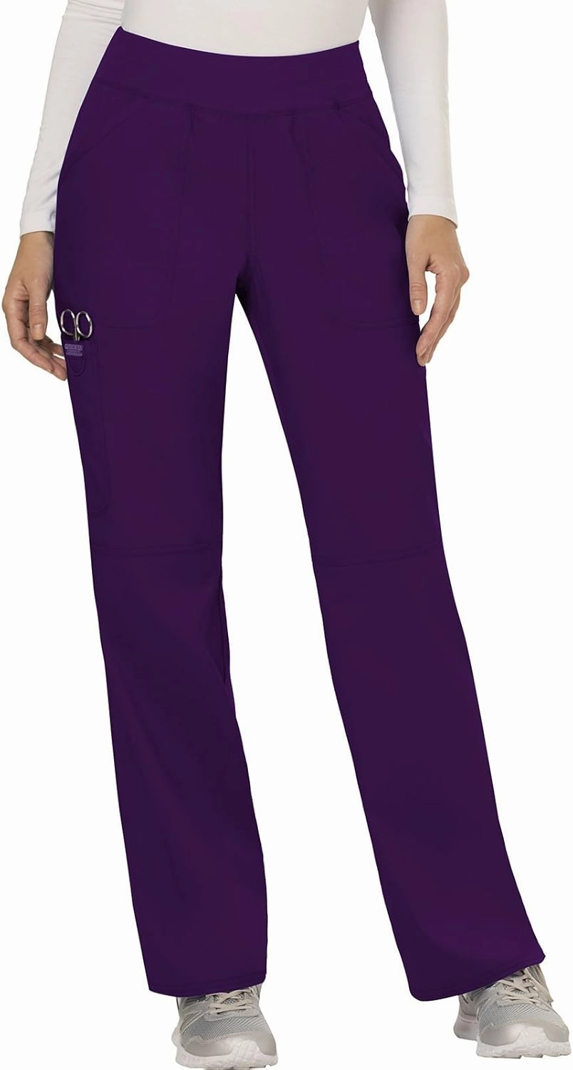 Cherokee Scrub Set For Women, Modern Classic Fit Mock Wrap Top WW610 With Mid Rise, Straight Leg Pant WW110