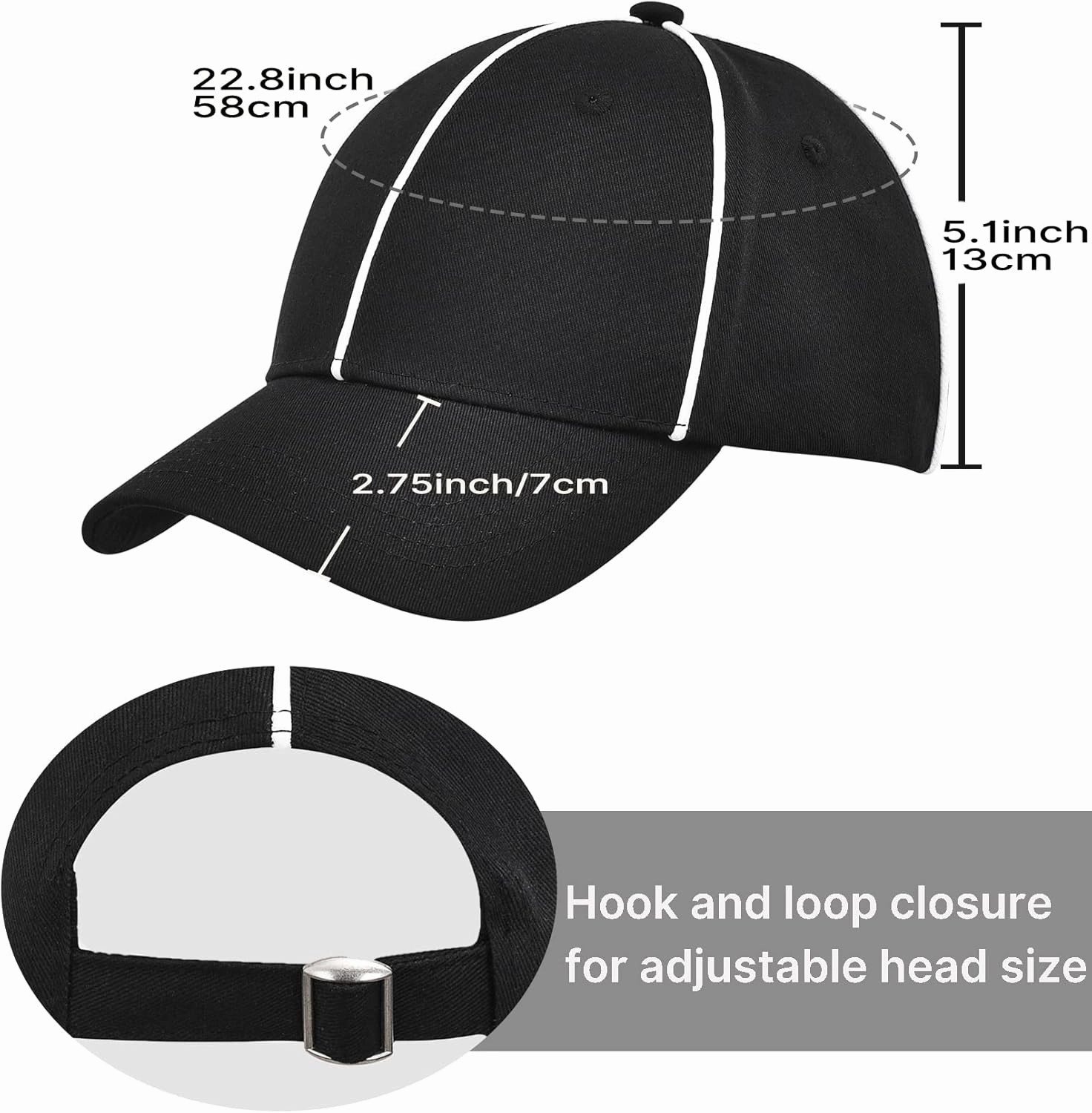 ChinFun Official Referee Hat Adjustable Black with White Stripes Ball Cap 1 Penalty Flag Flags and 1 Stainless Steel Whistle