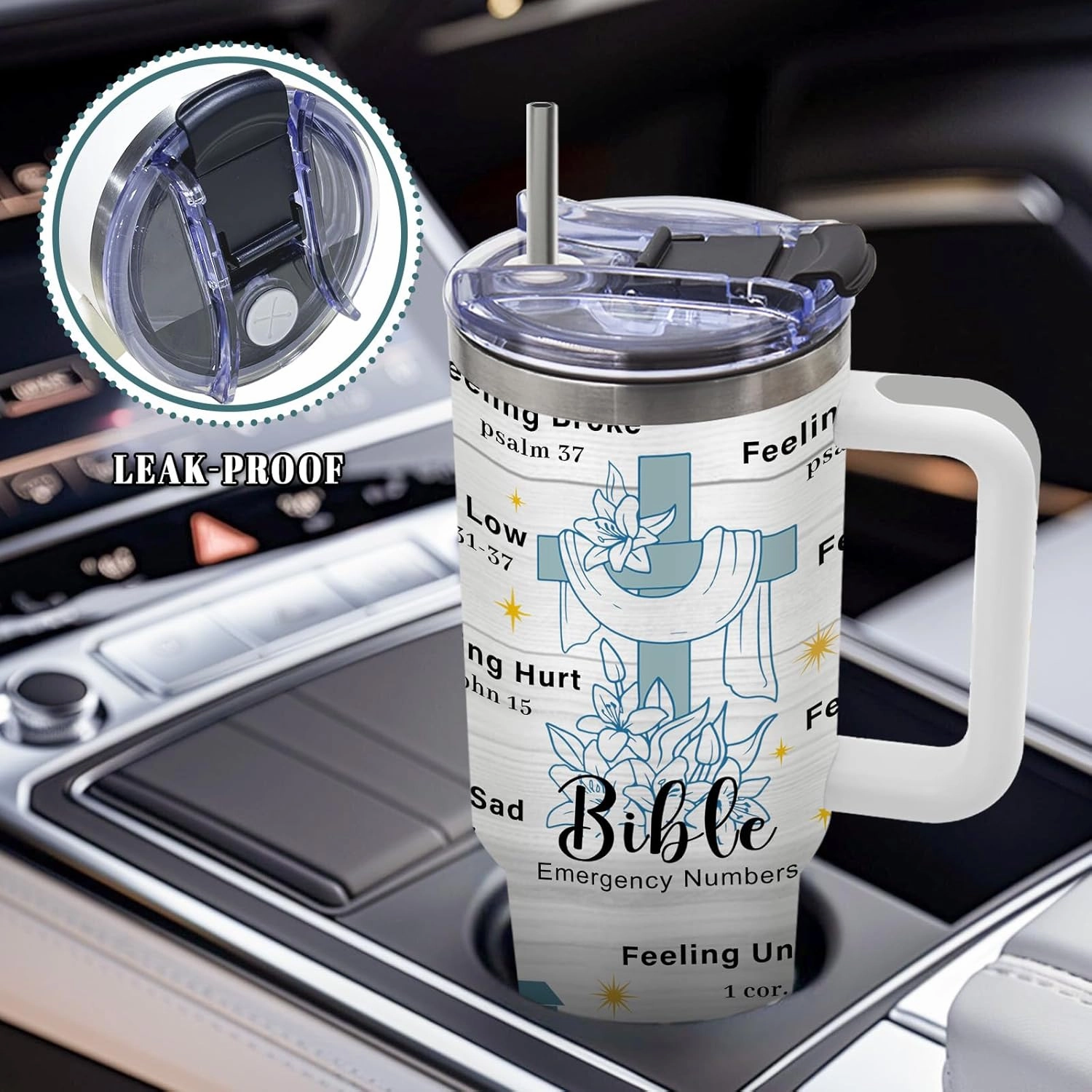 Christian Gifts for Women, Christmas Tumbler for Friends, Inspirational Religious Birthday Gifts for Mom, Faith Bible Gift, 40 Oz Tumbler with Handle