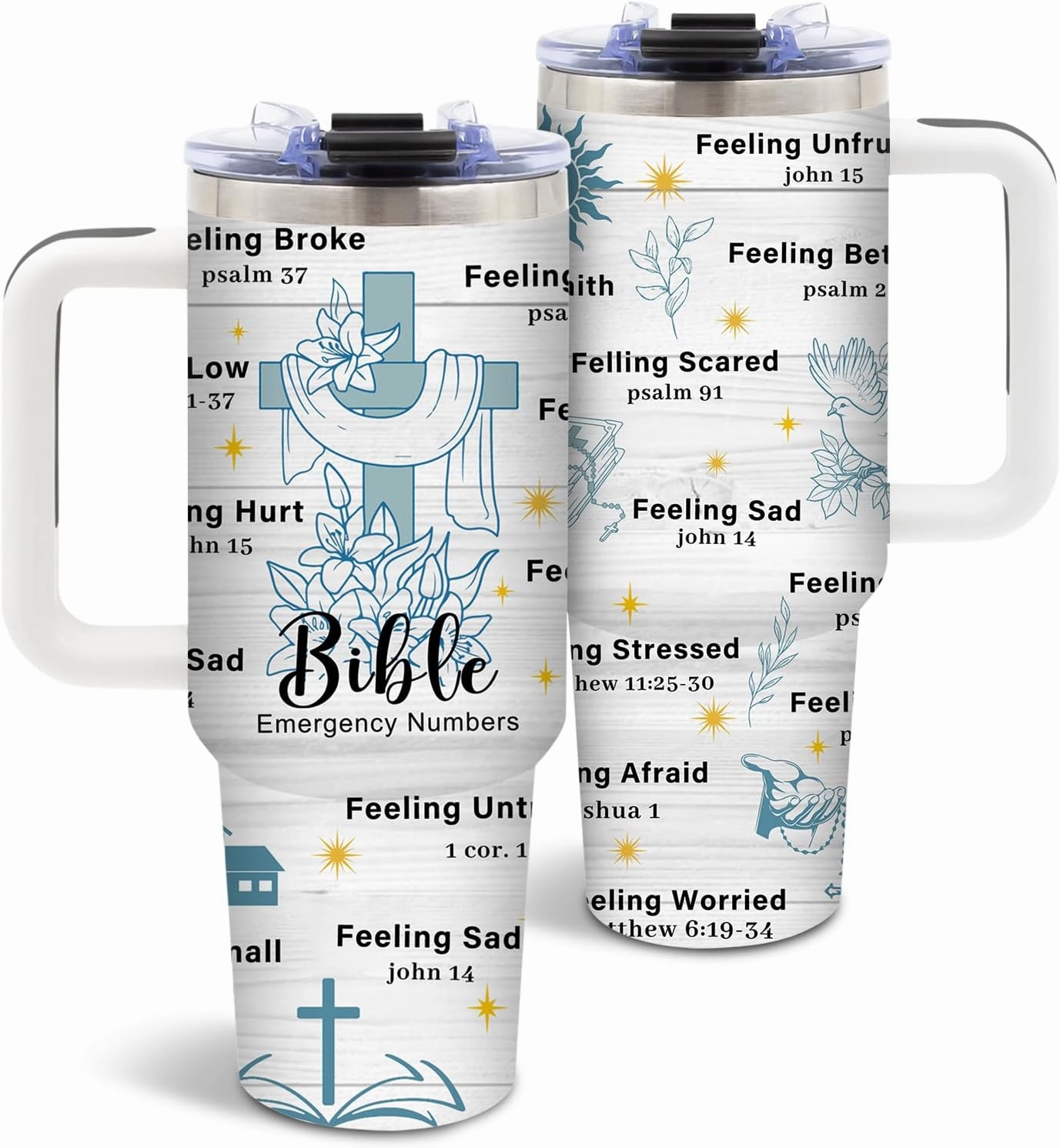 Christian Gifts for Women, Christmas Tumbler for Friends, Inspirational Religious Birthday Gifts for Mom, Faith Bible Gift, 40 Oz Tumbler with Handle
