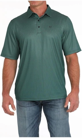 Cinch (WSL Mens Arena Flex Green Print Polo Green L