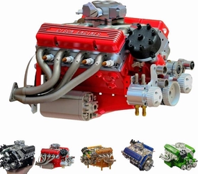 Cison V8 Engine Kit Gas, Gasoline Ohv V8 Small-Block Engine Model Kits, Mini V8 Engine Kits That Runs, Build Your Own Mini Working V8 Engines for Adults (Red)