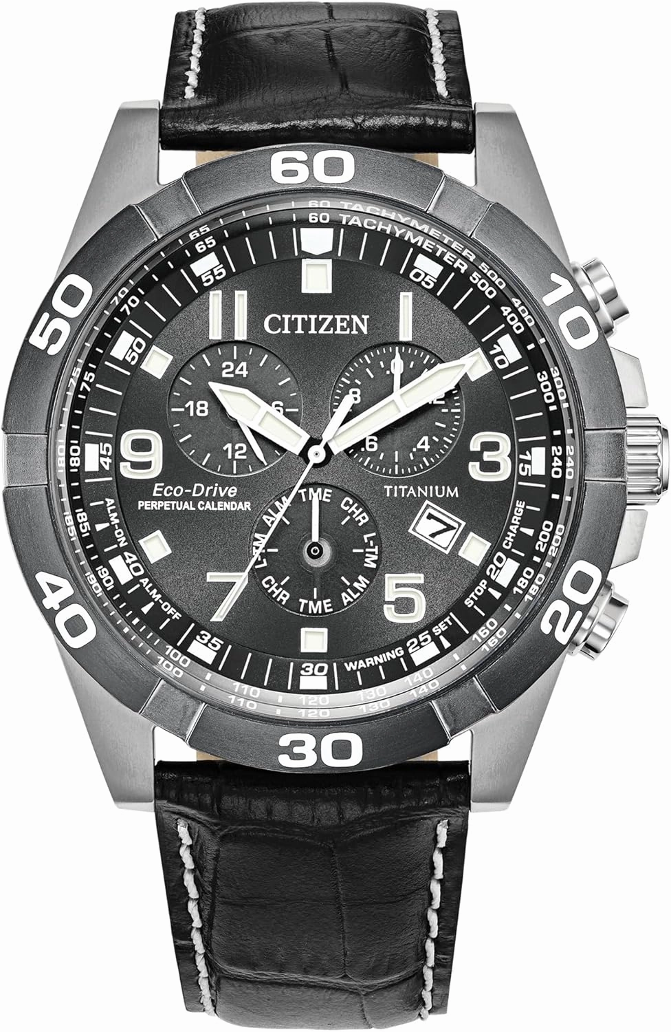 Citizen Men's Eco-Drive Sport Casual Brycen Chronograph Watch, Super Titanium™, Perpetual Calendar, Tachymeter 12/24 Hour Time, Alarm, Date