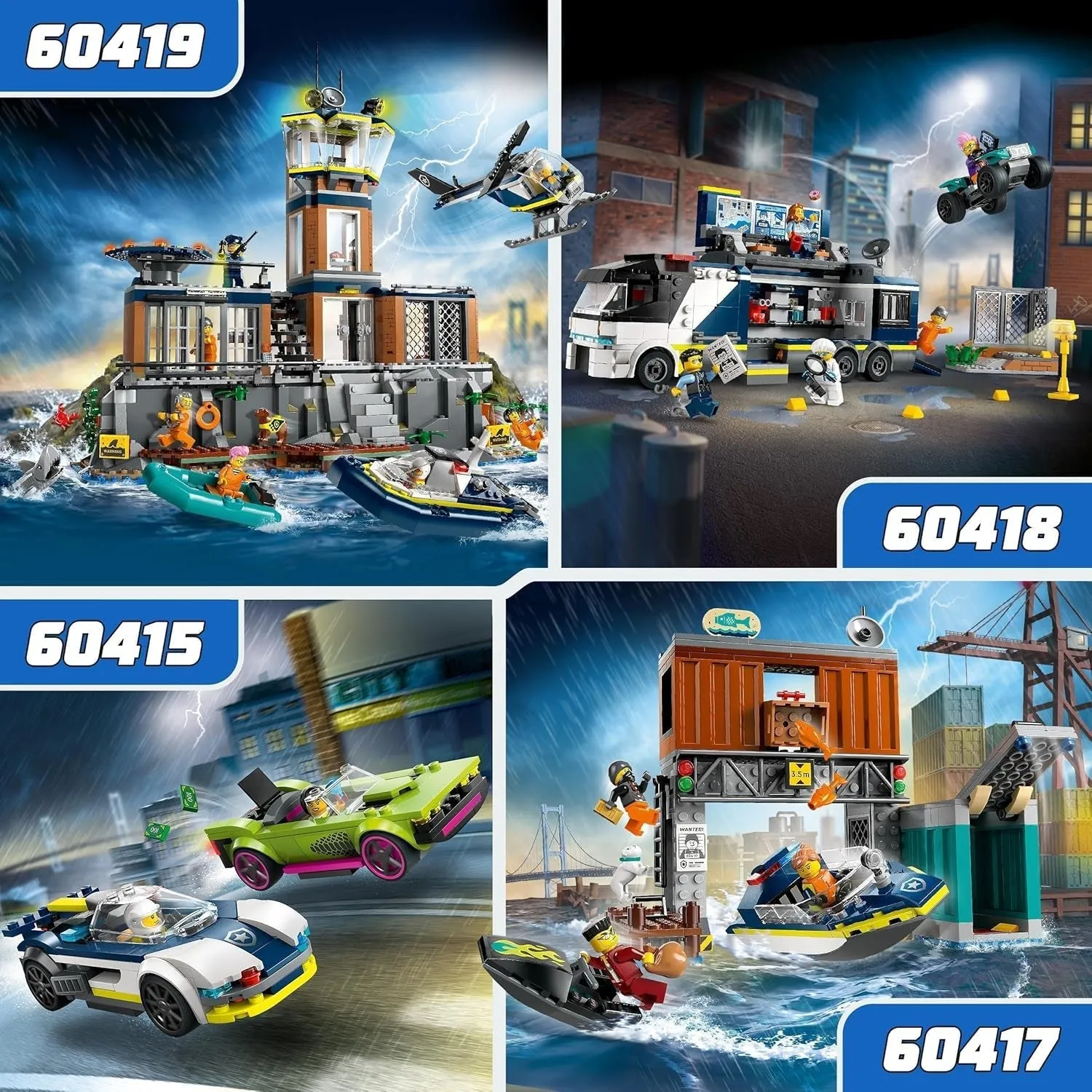 City Police Car and Muscle Car Chase, Racing Vehicle Toys for 6 plus Year Old Boys & Girls, Fun Gift for Kids Who Love Pretend Play, Includes Officer and Crook Minifigures 60415