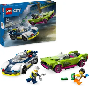 City Police Car and Muscle Car Chase, Racing Vehicle Toys for 6 plus Year Old Boys & Girls, Fun Gift for Kids Who Love Pretend Play, Includes Officer and Crook Minifigures 60415