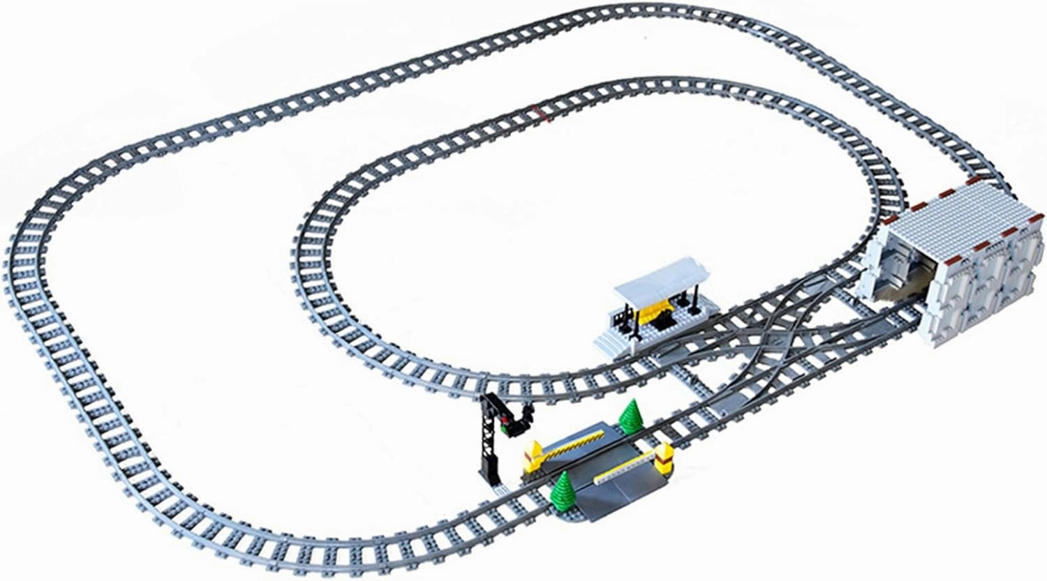 City Train Track Building Block Accessories, Train Track Accessories and Railway Track Expansion are Compatible with All Major Brands (Tunnel Cave)