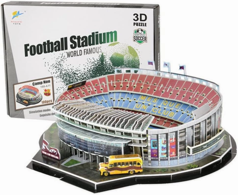 Classic Football Stadium Puzzle,3D Puzzle Soccer Club Venues,3D Paper Model Building Puzzle Kit, Soccer Stadium Souvenir Gift,Handmade Puzzle Ornaments，Cardboard Model (Camp NOU Stadium)