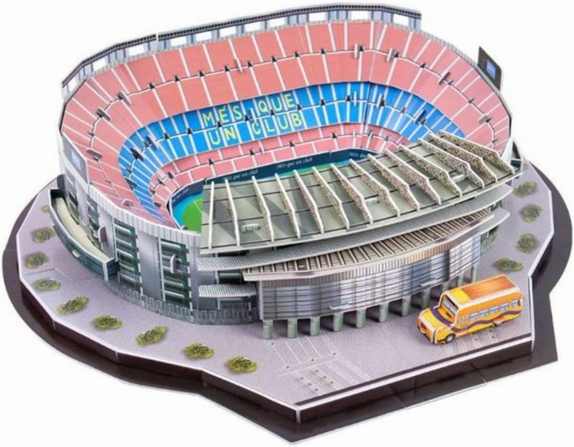 Classic Football Stadium Puzzle,3D Puzzle Soccer Club Venues,3D Paper Model Building Puzzle Kit, Soccer Stadium Souvenir Gift,Handmade Puzzle Ornaments，Cardboard Model (Camp NOU Stadium)