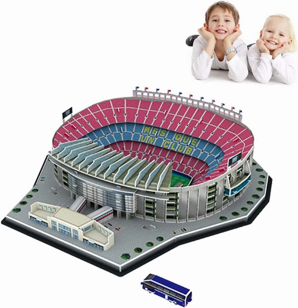 Classic Football Stadium Puzzle,3D Puzzle Soccer Club Venues,3D Paper Model Building Puzzle Kit, Soccer Stadium Souvenir Gift,Handmade Puzzle Ornaments，Cardboard Model (Camp NOU Stadium)