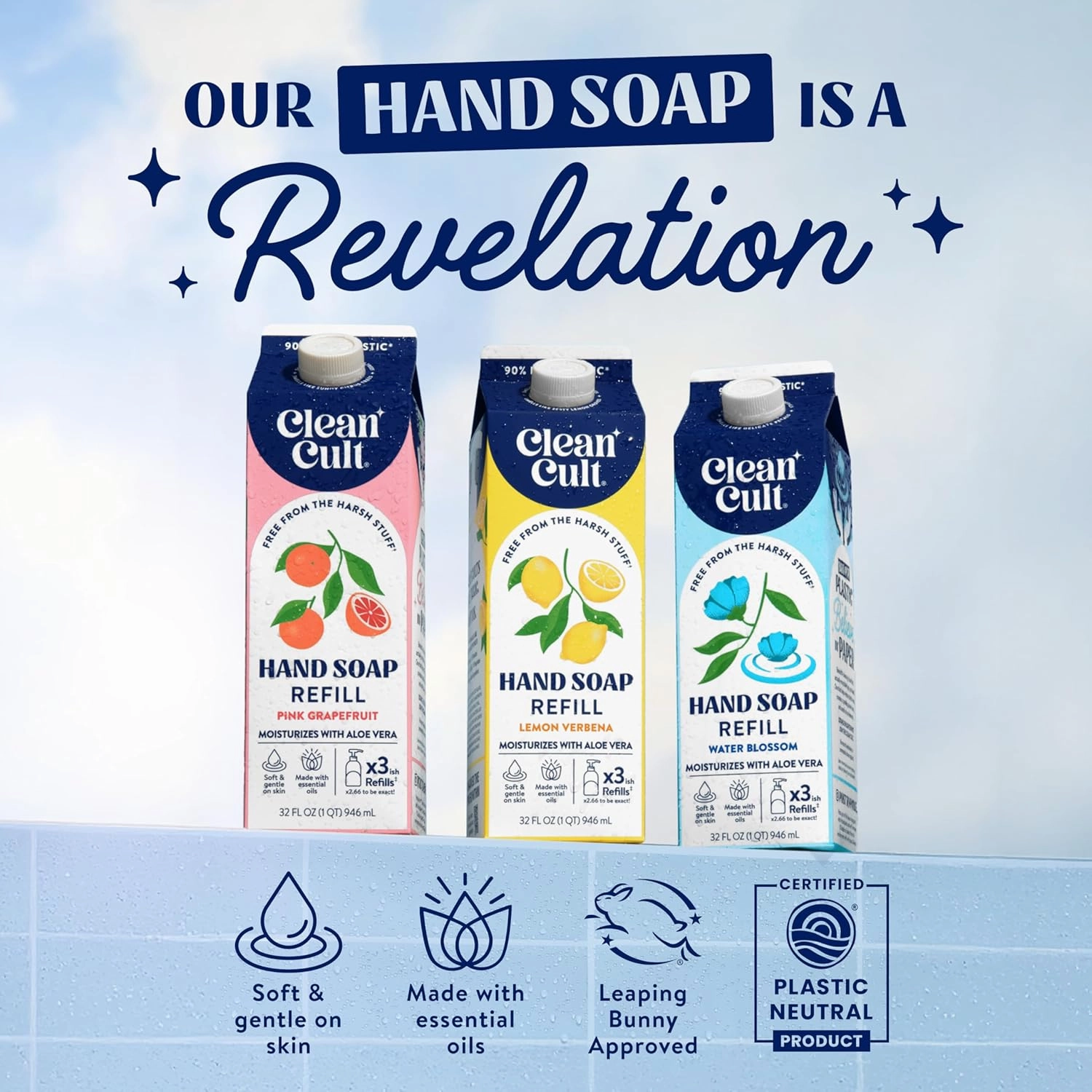 Cleancult - Wild Lavender - Moisturizing Liquid Hand Soap - Refillable Aluminum Bottle - Made with Aloe Vera & Lavender Essential Oil - Nourishes & Moisturizes Dry & Sensitive Skin - 12 oz - 3 Pack