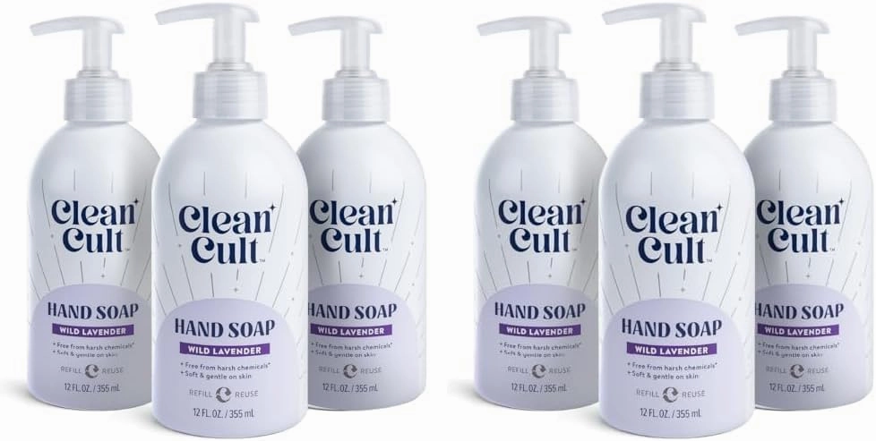 Cleancult - Wild Lavender - Moisturizing Liquid Hand Soap - Refillable Aluminum Bottle - Made with Aloe Vera & Lavender Essential Oil - Nourishes & Moisturizes Dry & Sensitive Skin - 12 oz - 6 Pack