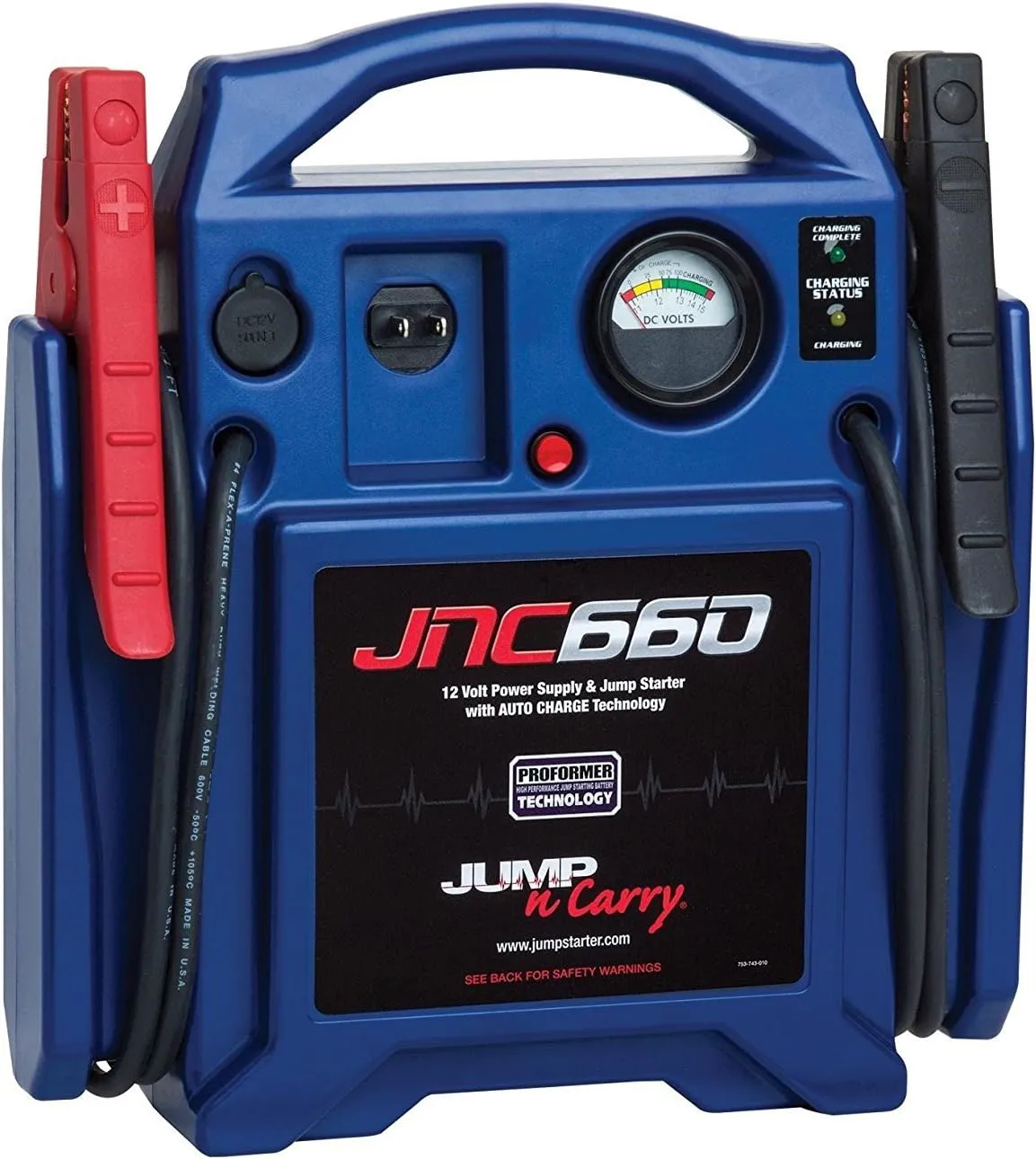 Clore Automotive Jump-N-Carry JNC770R 1700 Peak Amp Premium 12 Volt Jump Starter Bundle - Red