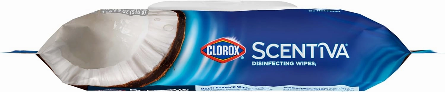Clorox Scentiva Disinfecting Wipes, Coconut and Waterlily, 75 Count, Pack of 3 (Package May Vary)