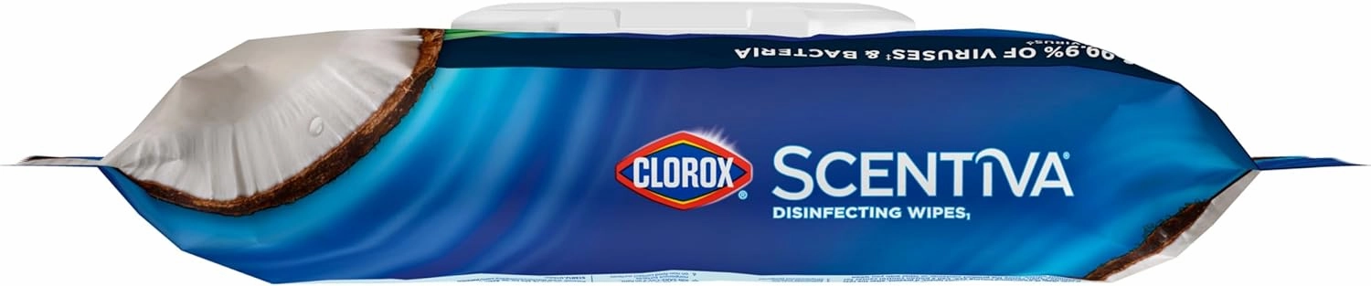 Clorox Scentiva Disinfecting Wipes, Coconut and Waterlily, 75 Count, Pack of 3 (Package May Vary)