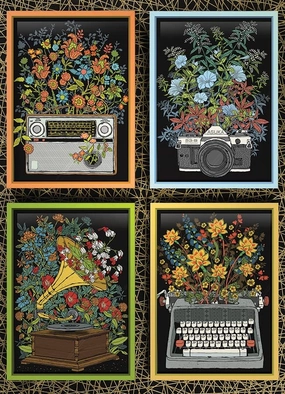 Cobble Hill 1000 Piece Puzzle - Floral Objects - Sample Poster Included
