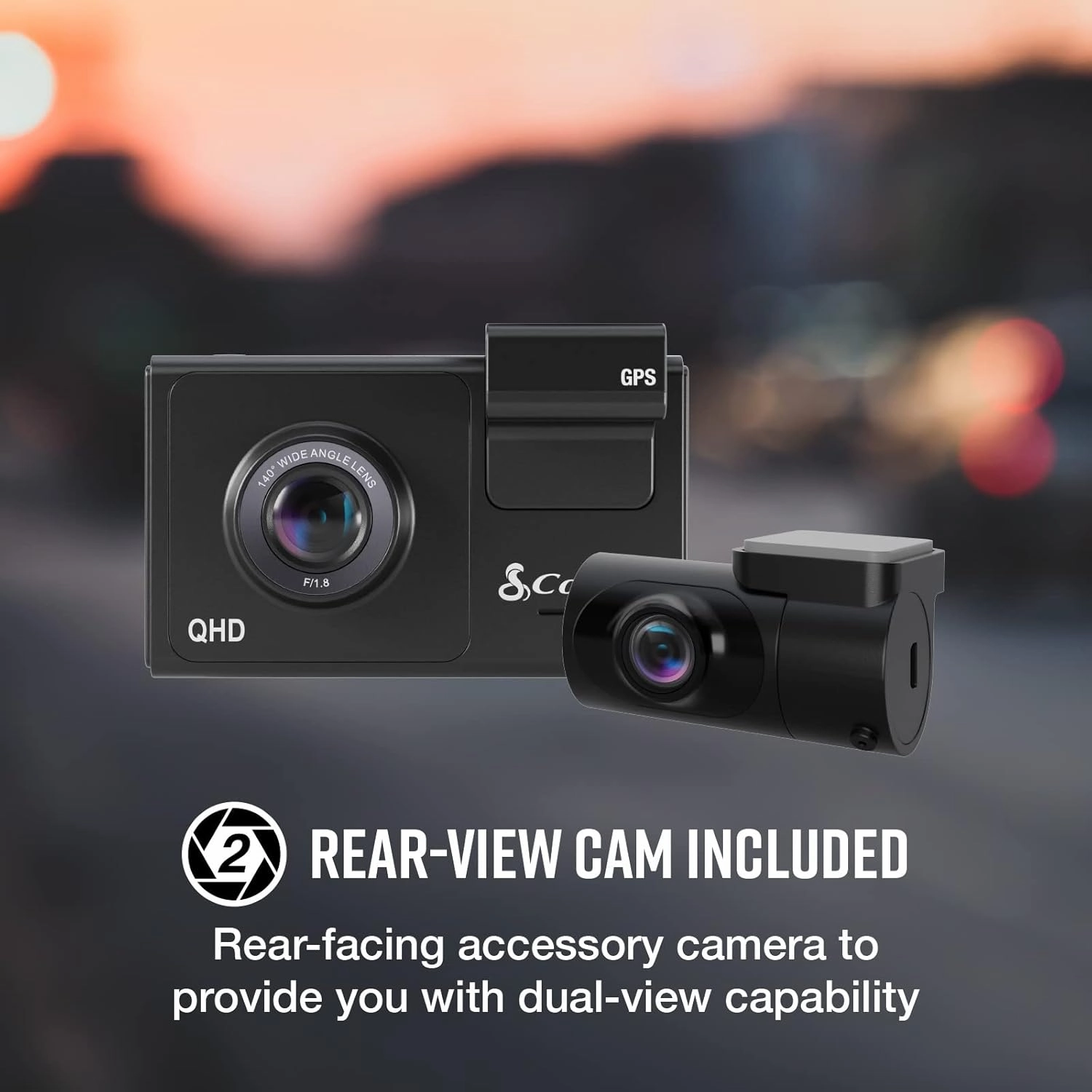 Cobra Smart Dash Cam   Rear Cam (SC 200D) – QHD  1600P Resolution, Built-in Wi-Fi & GPS, Voice Commands, Live Police Alerts, Incident Reports, Emergency Mayday, Drive Smarter App, 16GB SD Card Incl.