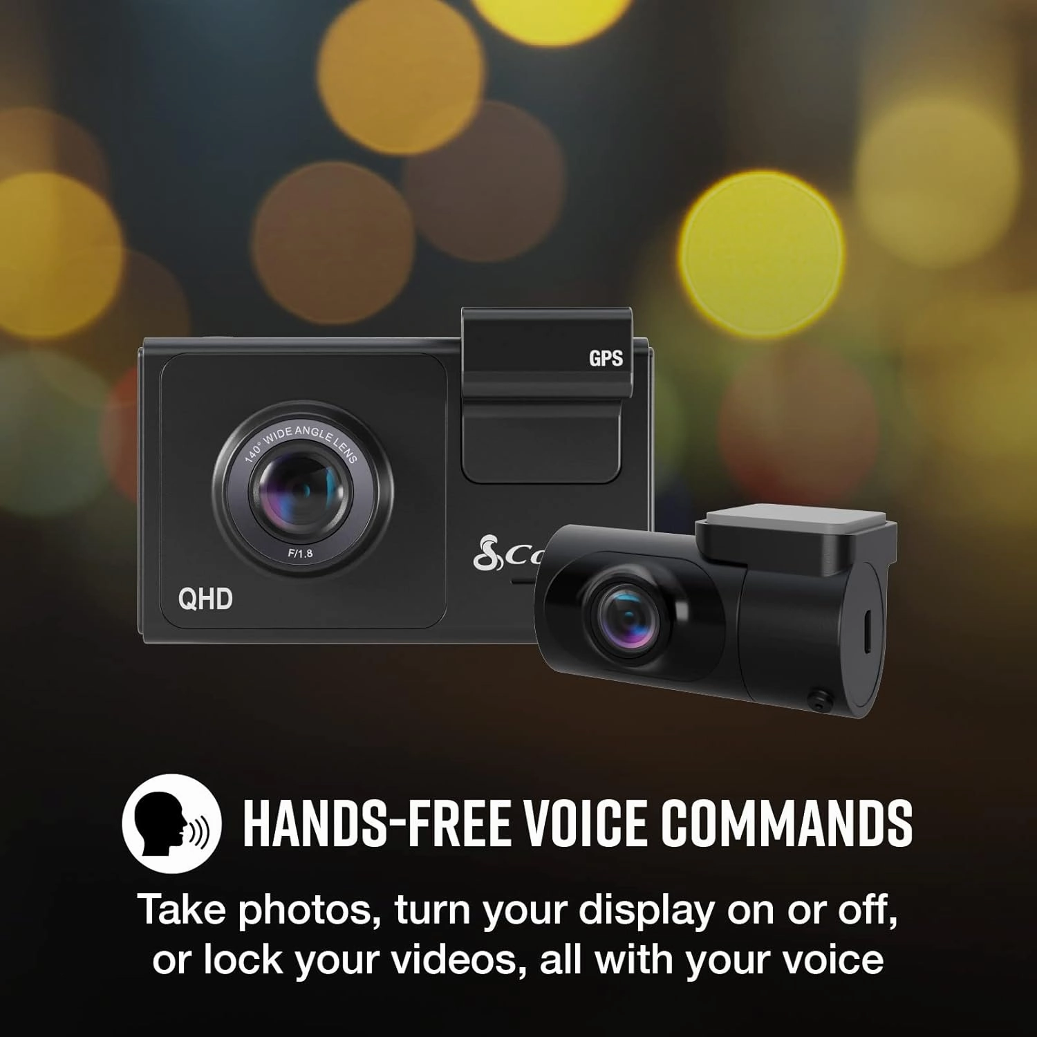 Cobra Smart Dash Cam   Rear Cam (SC 200D) – QHD  1600P Resolution, Built-in Wi-Fi & GPS, Voice Commands, Live Police Alerts, Incident Reports, Emergency Mayday, Drive Smarter App, 16GB SD Card Incl.