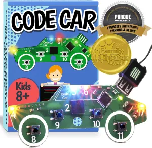 Code Car Kids Coding Toy for Kids 8-12. Boys & Girls Learn Block and Typed C   Coding with Hands-On Electronics & 40  Projects Including Custom Horn, Brakelight Beep, and Siren Sounds