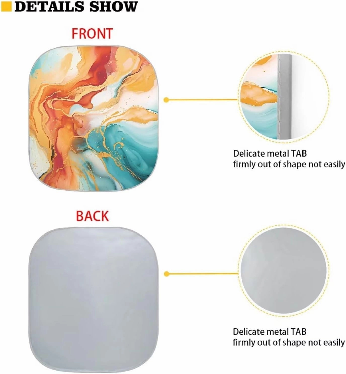 Coldinair 2-Piece Windshield Sun Shade Blue Marble Print Foldable Windshield Cover Sun Shade for SUV & Truck, UV Ray Blocker Keeps Your Vehicle Cool Golden Marbling Windshield Cover Sun Shade