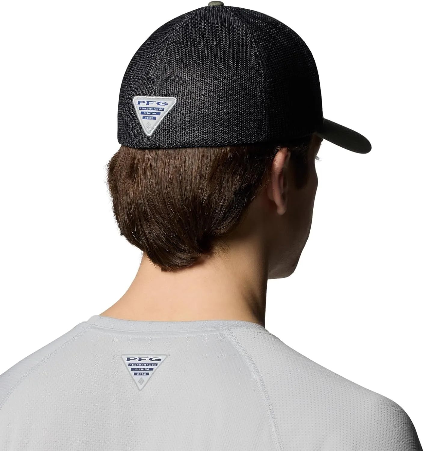 Columbia PFG Leather Fish Flag Mesh Ball Cap