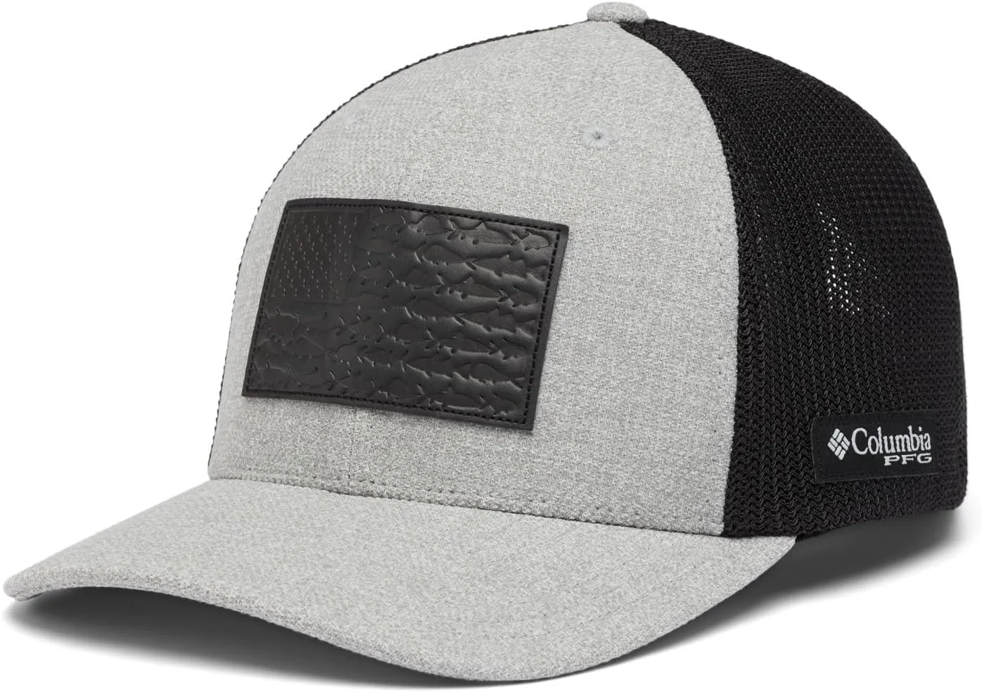 Columbia PFG Leather Fish Flag Mesh Ball Cap