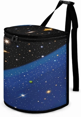 Compact Car Garbage Storage Bag, Star Universe Astronomy Exploration Print Car Trash Container Reinforced Handle – Fits Console & Seat Pockets