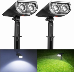 Consciot Solar Spotlights Outdoor, IP67 Waterproof 2-in-1 Solar Spot Lights Daylight, Durable Christmas Decorations Lights for Garden Yard Pathway Driveway Porch Walkway, Auto On/Off, 2 Pack
