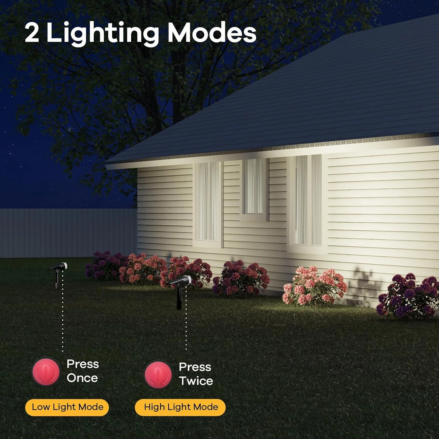 Consciot Solar Spotlights Outdoor, IP67 Waterproof 2-in-1 Solar Spot Lights Daylight, Durable Christmas Decorations Lights for Garden Yard Pathway Driveway Porch Walkway, Auto On/Off, 2 Pack