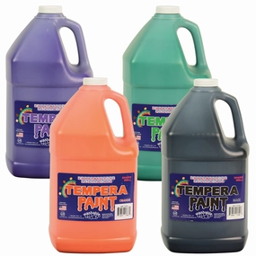 Constructive Playthings Washable Tempera Paint for Kids, Classroom Painting Supplies, Set of 4 Gallons, Multicolor