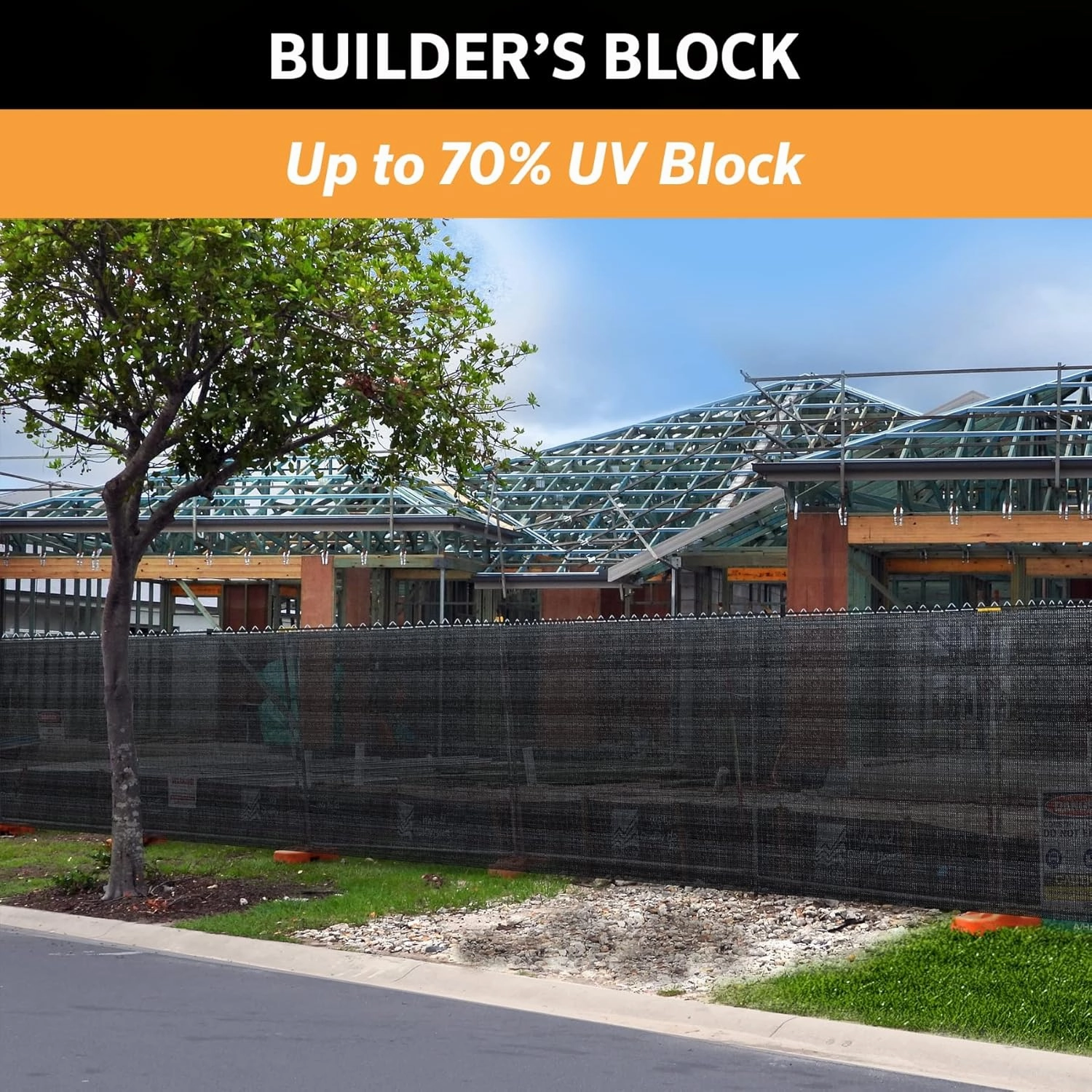 Coolaroo Builder's Block Construction Privacy Screen - Heavy-Duty Tear Resistant Shade Fabric for Fence, Job Site, and Wind Protection, 6ft x 100ft Roll, Black