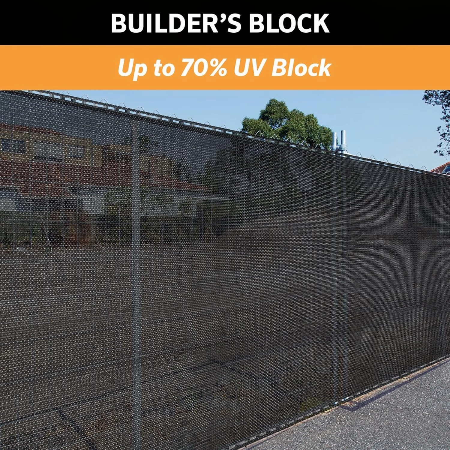 Coolaroo Builder's Block Construction Privacy Screen - Heavy-Duty Tear Resistant Shade Fabric for Fence, Job Site, and Wind Protection, 6ft x 100ft Roll, Black